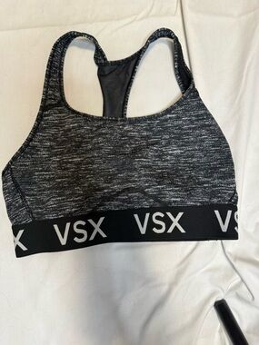 VSX Black Marled Racerback Sports Bra with Logo Band